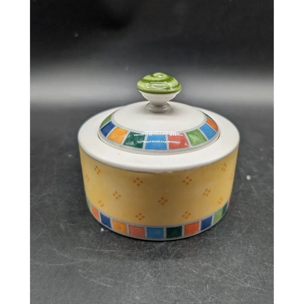 Villeroy & Boch Twist Alea Limone Sugar Bowl with Lid Fine China Yellow Mosaic